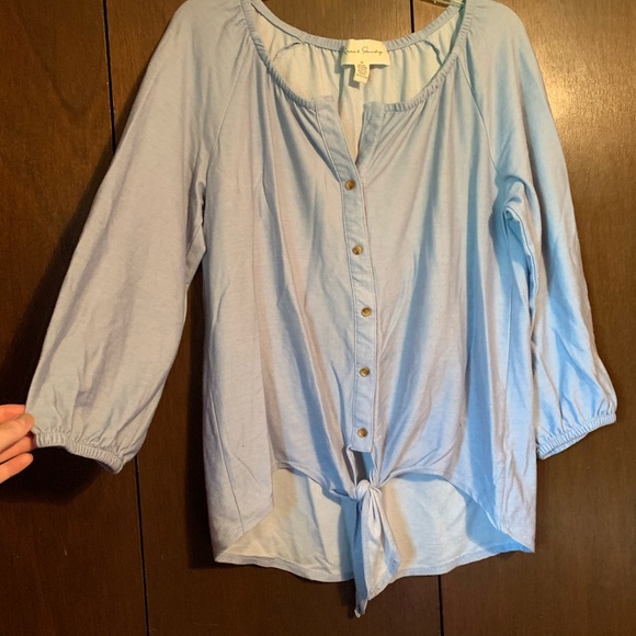 Super Soft Light Blue Tie Top - Picture 5 of 8